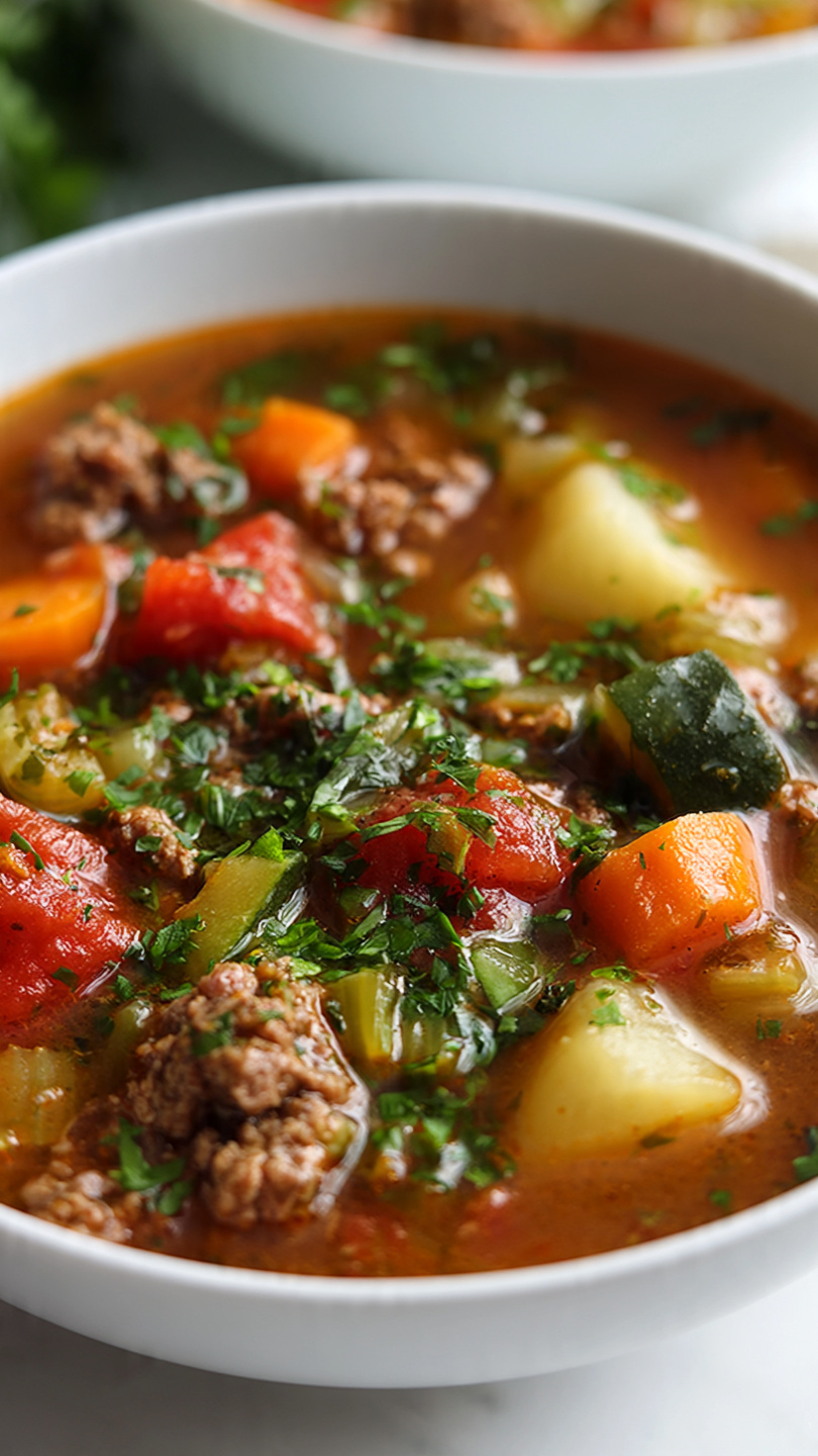Easy Ground Beef Soup (Hearty Hamburger Soup Recipe)
