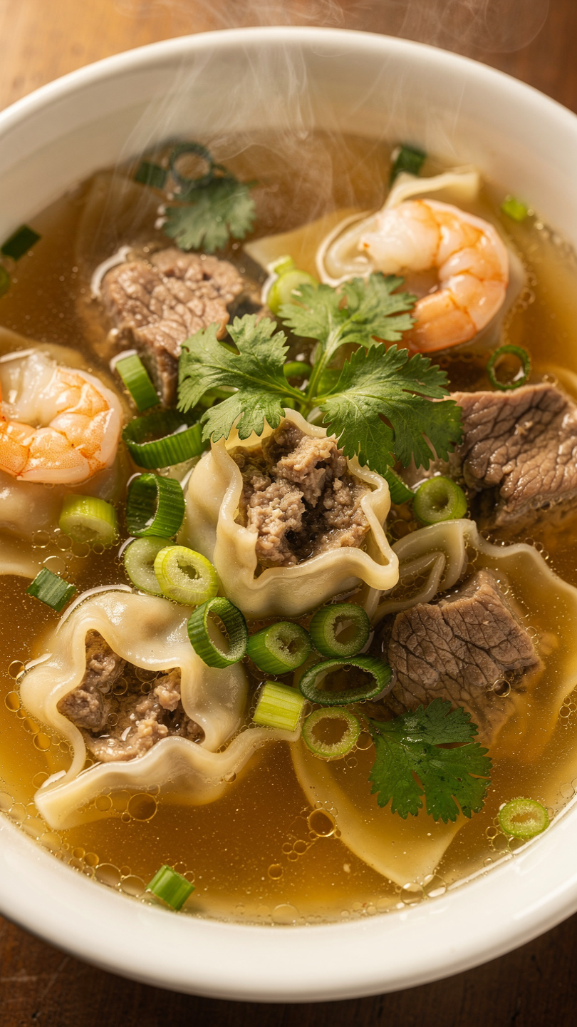 Beef and Shrimp Wonton Soup